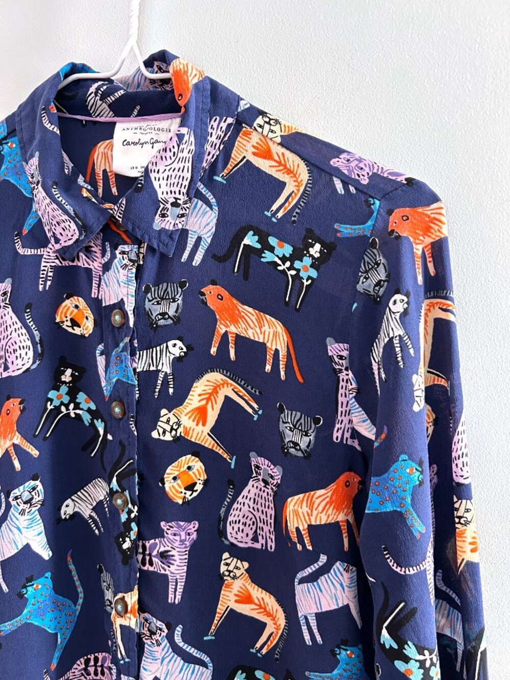 Anthropologie Carolyn Gavin Mariposa Cat Silk Blouse Size 0